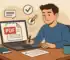 Person som arbetar vid dator och signerar digitalt PDF-dokument online.