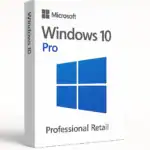Microsoft Windows 10 Pro produktbox – vit förpackning med blå Windows-logotyp och texten Professional Retail.